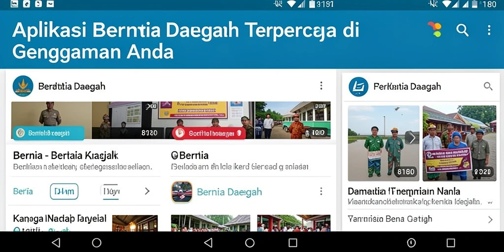 Tampilan antarmuka aplikasi Berita Daerah 8180 yang informatif.