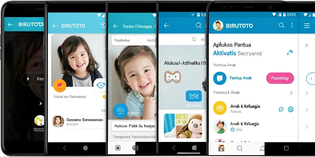 Antarmuka BIRUTOTO menampilkan fitur-fitur pemantauan anak yang mudah digunakan.