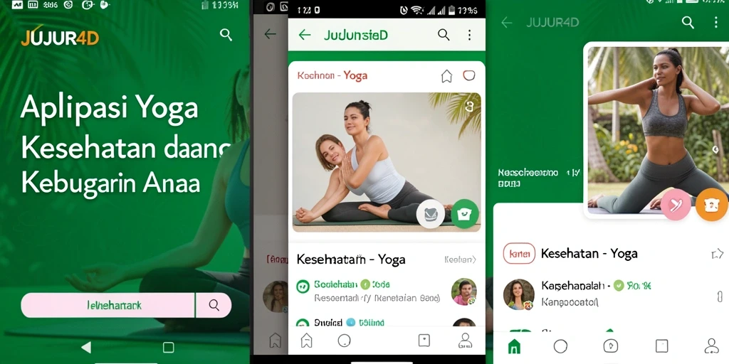 Tampilan antarmuka JUJUR4D dengan berbagai latihan yoga.