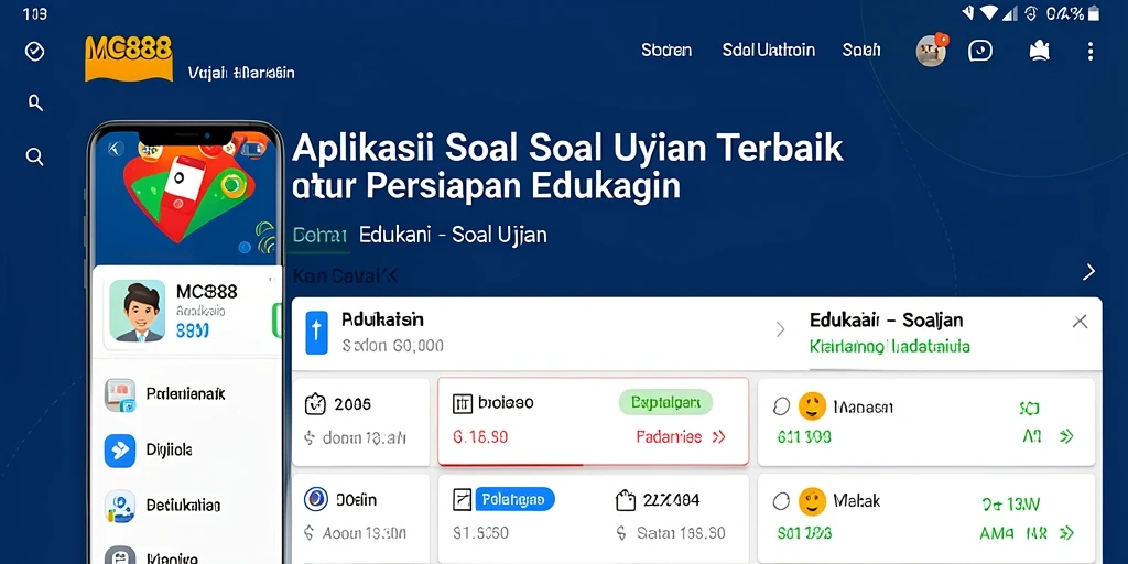 Tampilan antarmuka aplikasi MC888 dengan fungsi Soal Ujian yang menarik.