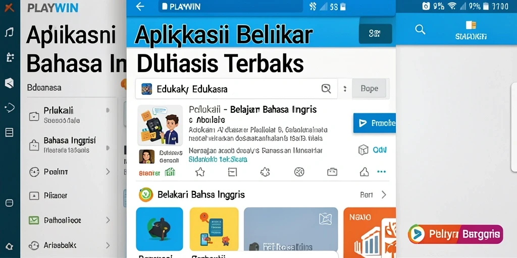 Tampilan antarmuka aplikasi PLAYWIN untuk belajar bahasa Inggris yang interaktif.
