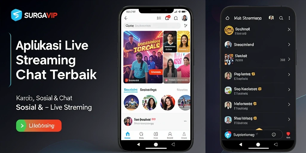 Tampilan antarmuka utama SURGAVIP yang menarik dan user-friendly.