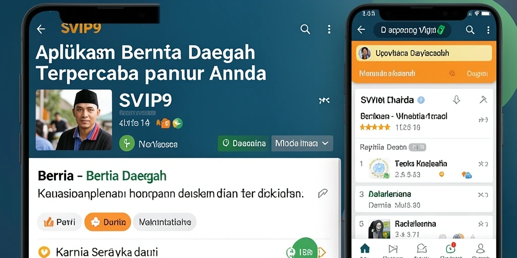 Antarmuka SVIP9 yang menarik dan informatif untuk berita daerah.