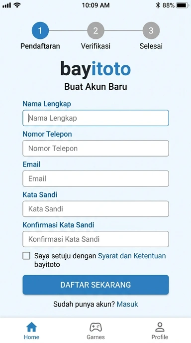 Panduan Registrasi Akun Bayitoto untuk Pengguna Android